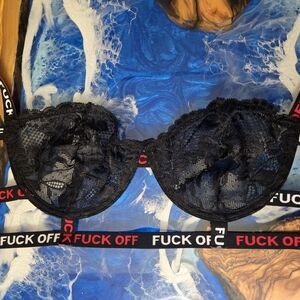 Black Lace Bralette with Bold Strap Design